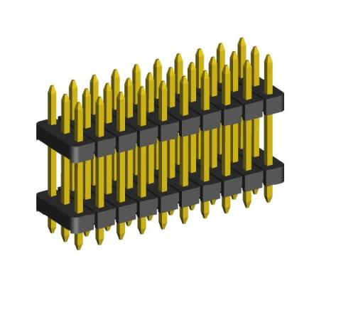 2.00mm Pin Header Quadruple Rows Double Insulator Straight Dip Type.(H=1.5)